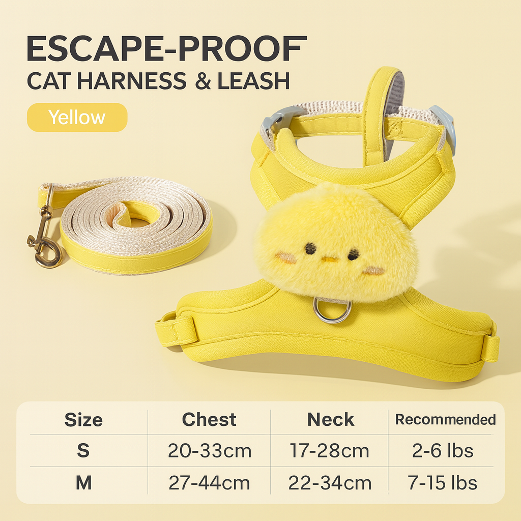 Escape-Proof Cat Harness & Leash Safety Adjustable
